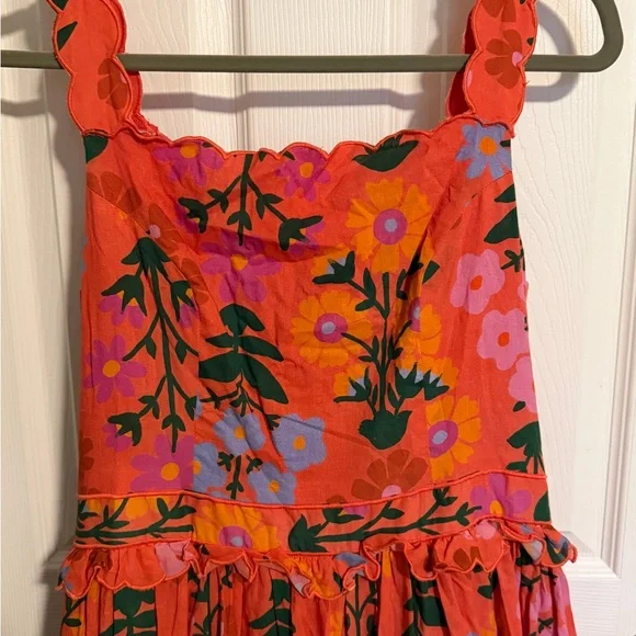 JessaKae Floral Tiered Maxi Dress NWT Orange Pink Cottagecore Size M - Picture 5 of 8